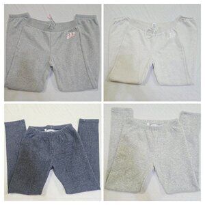 GAP KIDS 4 Items Girls Logo Fleece Joggers / Leggings In Grey, Beige Size L/XL